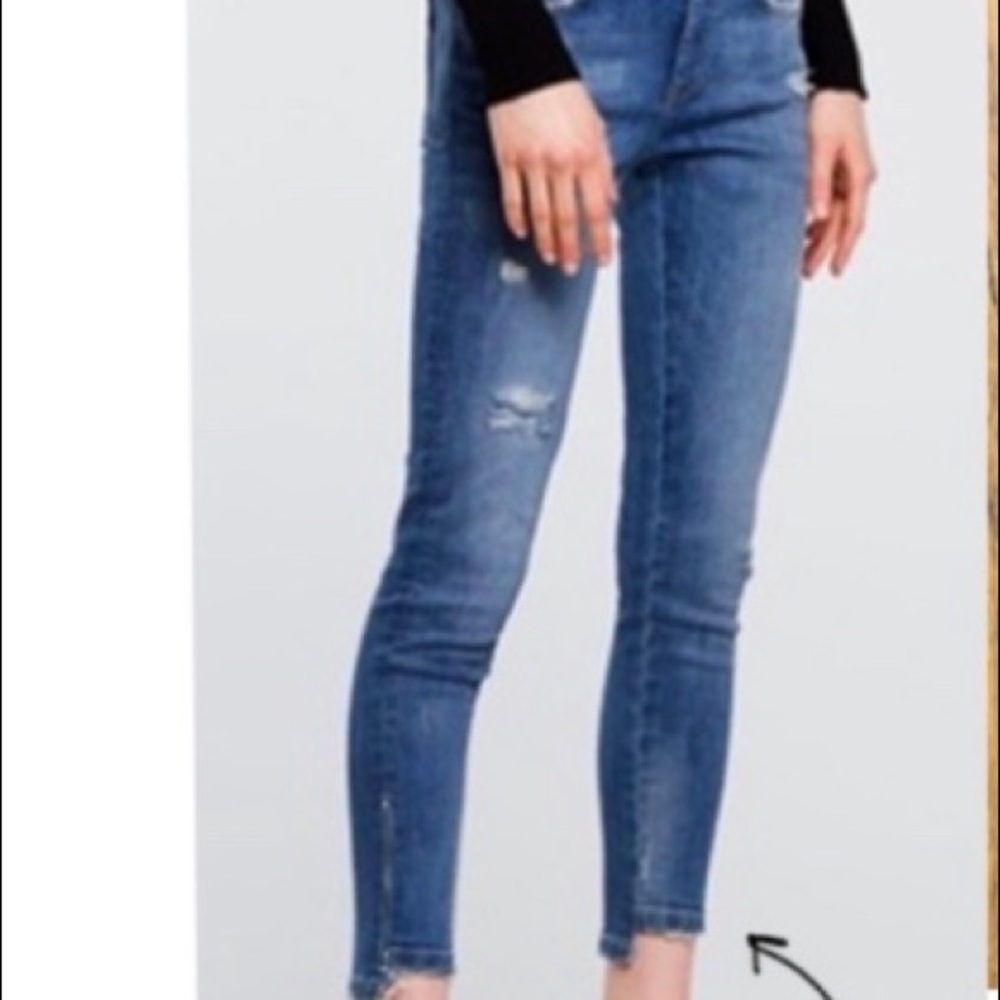 ZARA raw step hem zipper ankle skinny jeans~NWT